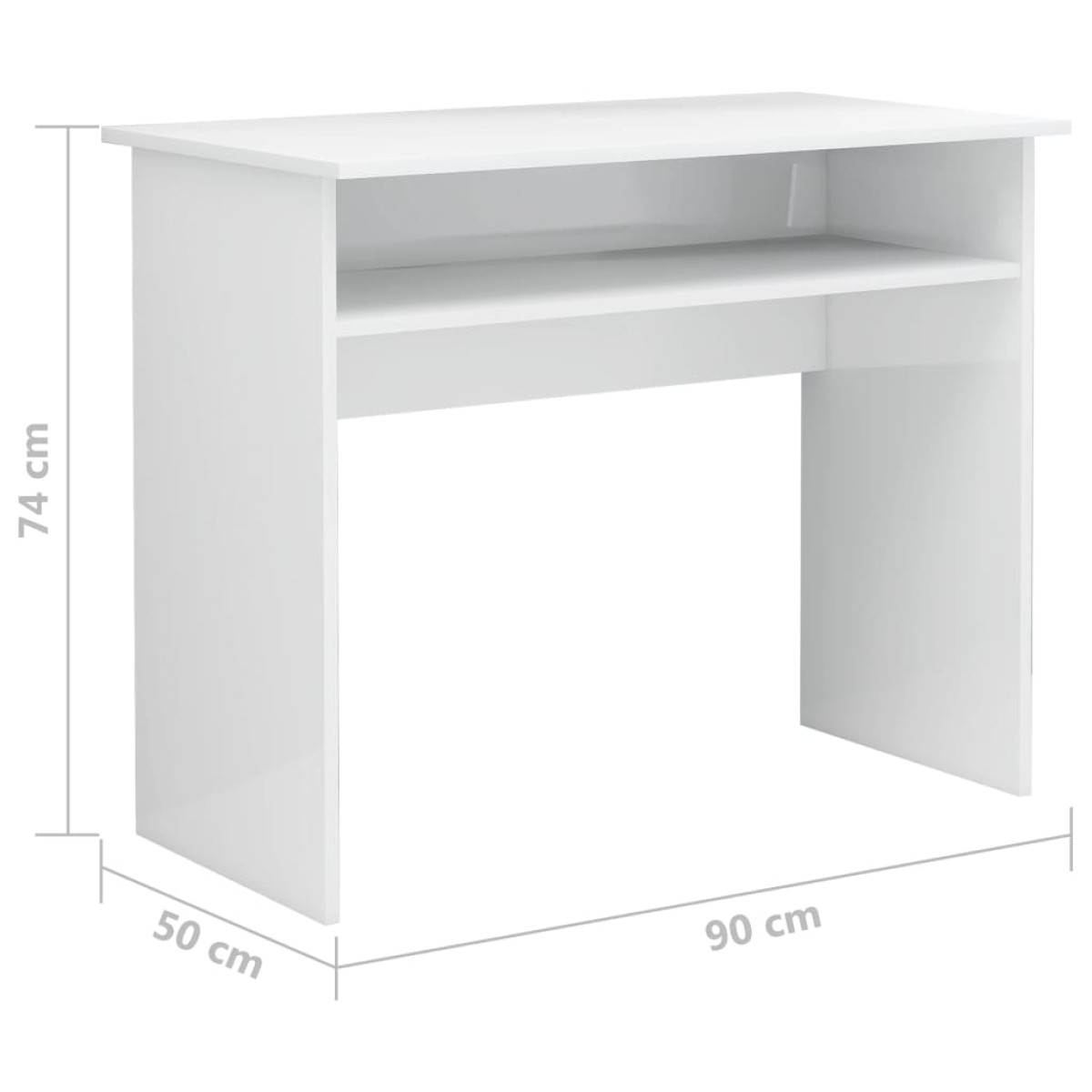 vidaXL Γραφείο Γυαλιστερό Λευκό 90 x 50 x 74 εκ. από Μοριοσανίδα