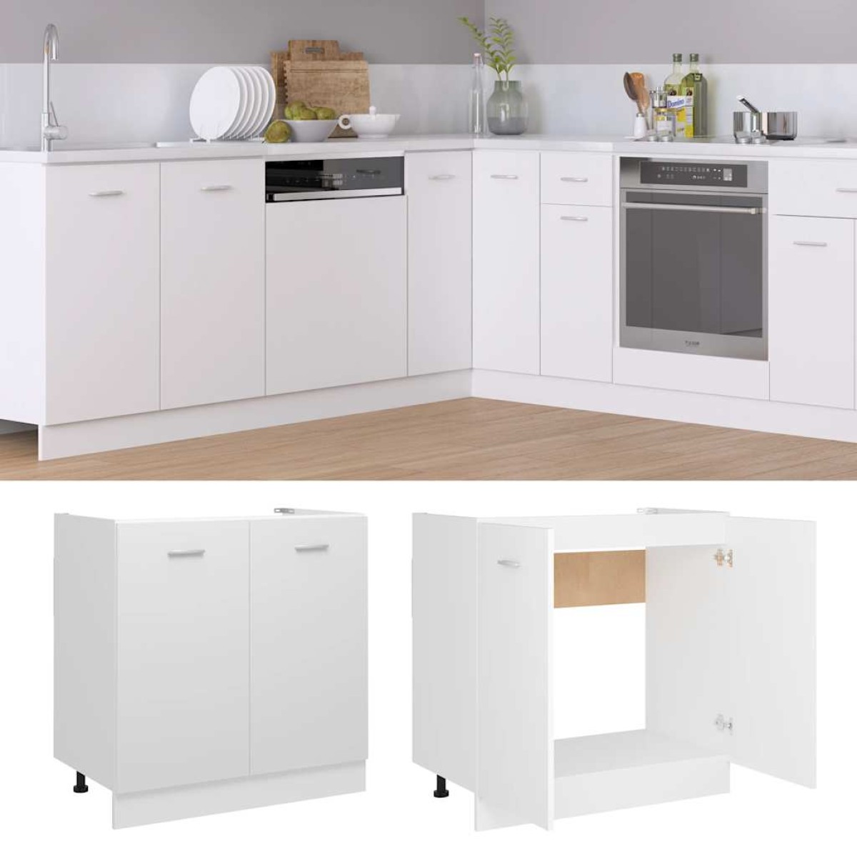 vidaXL Ντουλάπι Νεροχύτη Λευκό 80x46x81,5 εκ. Μοριοσανίδα