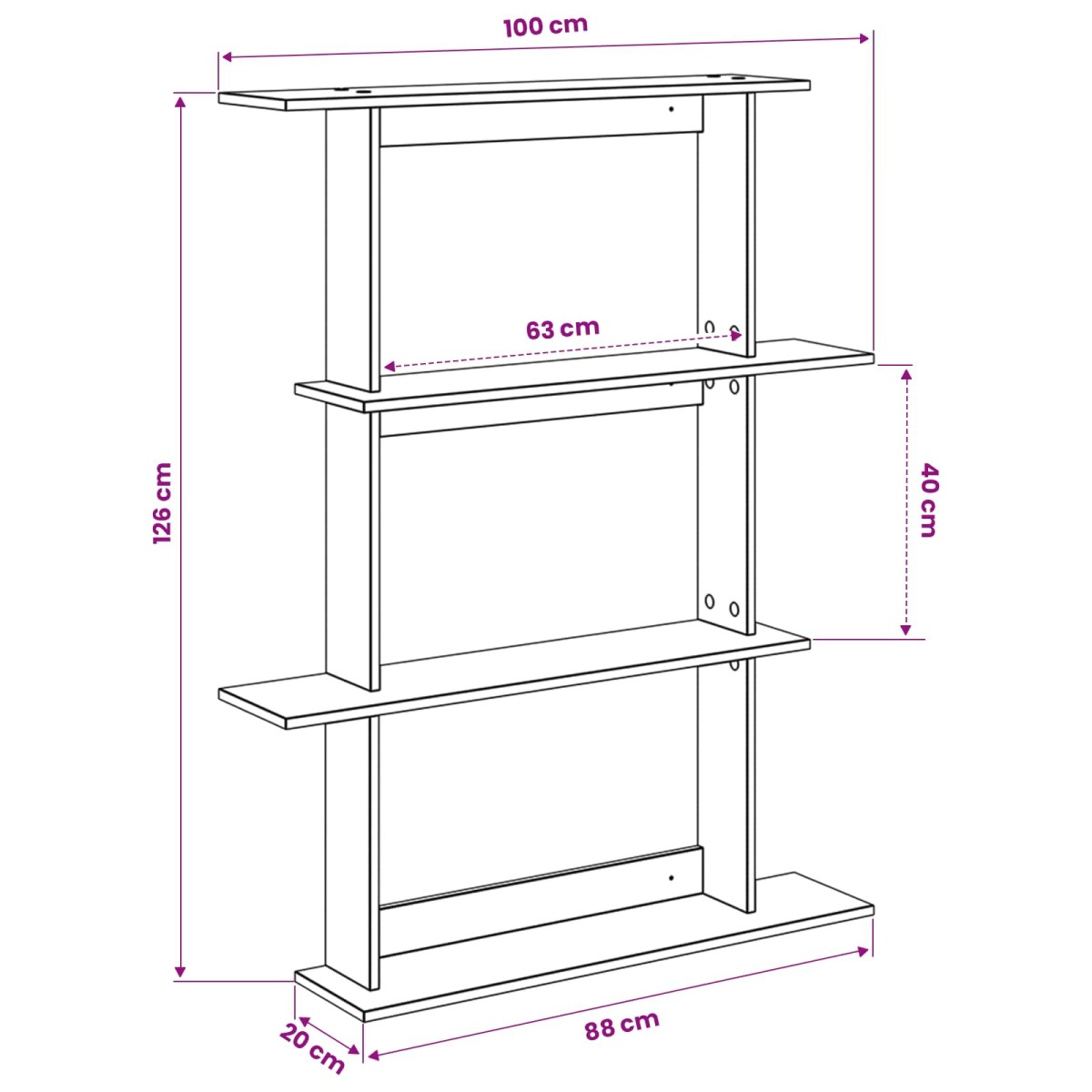 vidaXL Ράφι Τοίχου Μαύρη Δρυς 100 x 20 x 126 εκ. Επεξεργασμένο Ξύλο