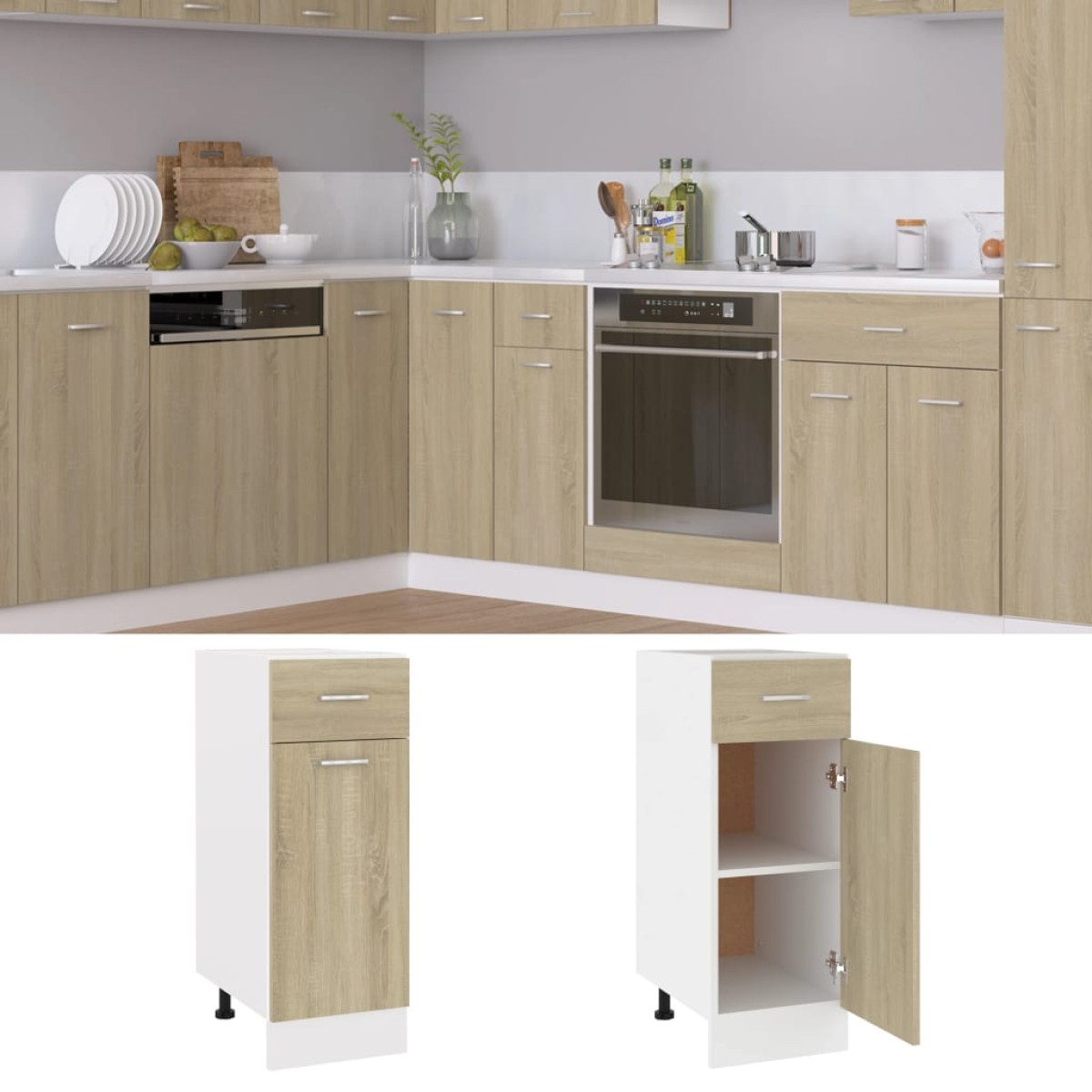 vidaXL Ντουλάπι με Συρτάρι Sonoma Δρυς 30x46x81,5 εκ. Μοριοσανίδα