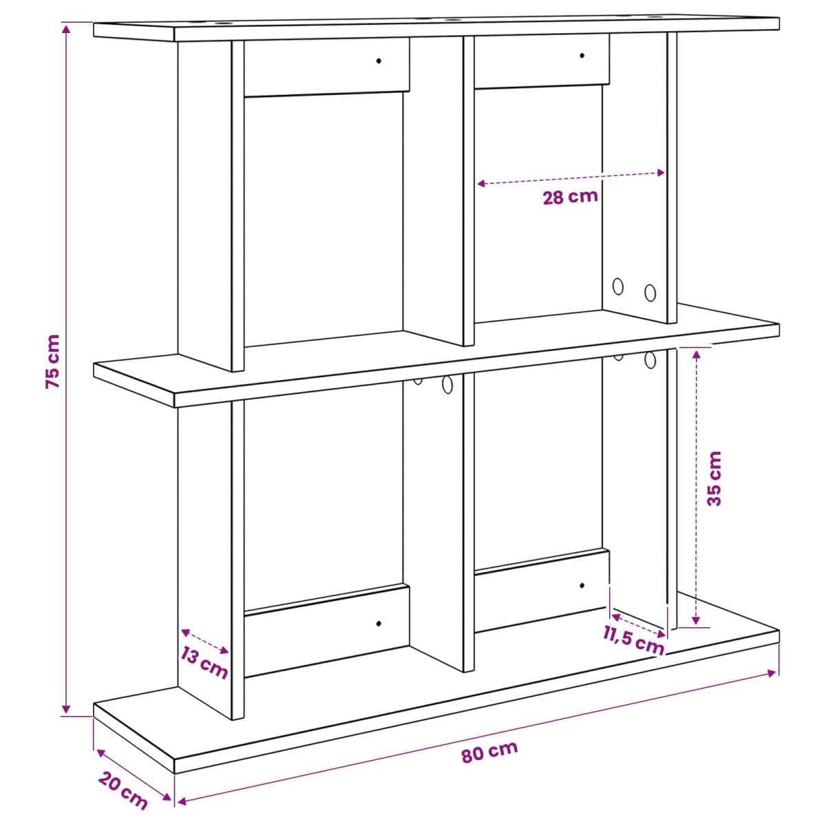 vidaXL Ράφι Τοίχου Επιτοίχιο Artisan Δρυς 80 x 20 x 75 εκ