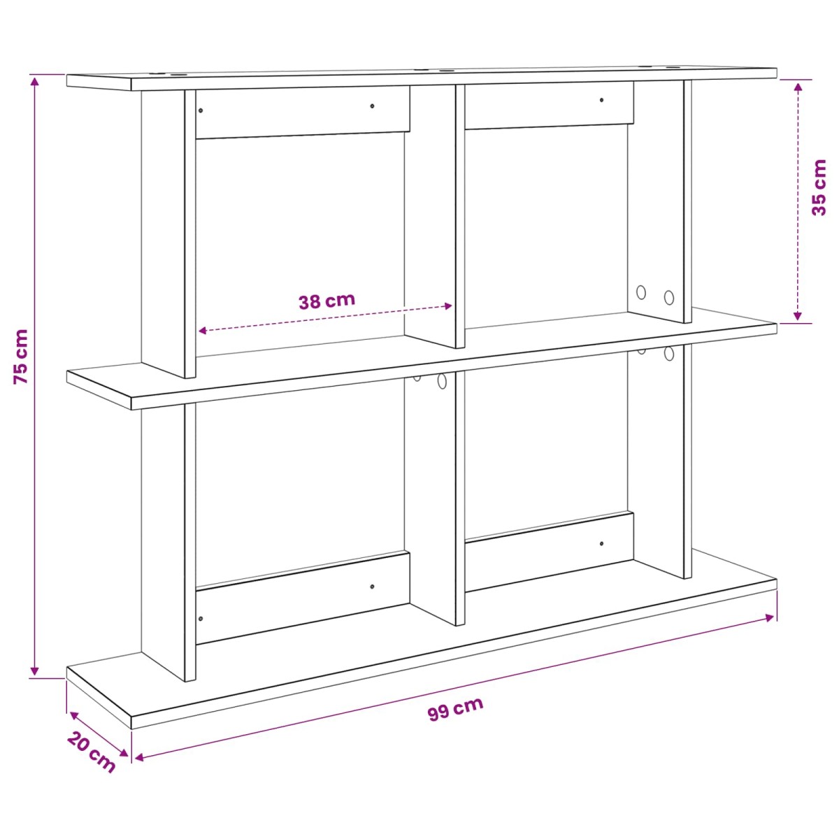 vidaXL Ράφι Τοίχου Επιτοίχιο Γκρι Sonoma 100 x 20 x 75 εκ