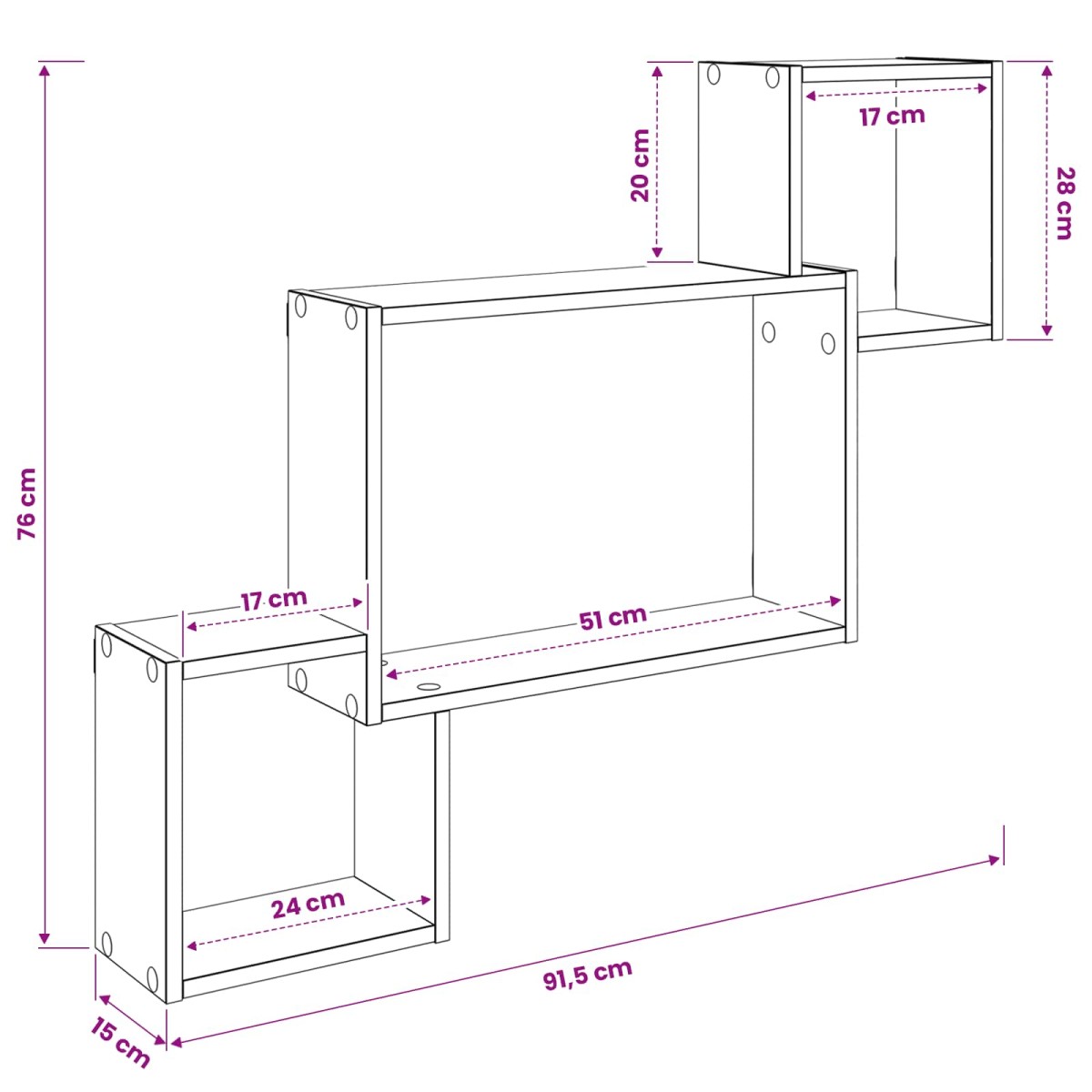 vidaXL Ράφι Τοίχου Επιτοίχιο Sonoma Δρυς 91,5 x 15 x 76 εκ