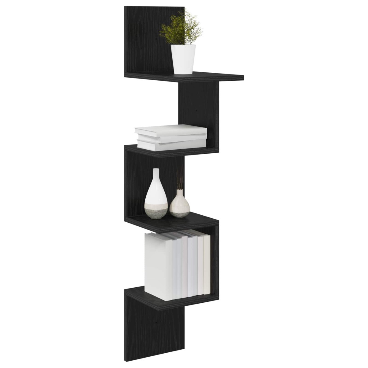 vidaXL Ράφι Τοίχου Επιτοίχιο Μαύρη Δρυς 32 x 21 x 107 cm