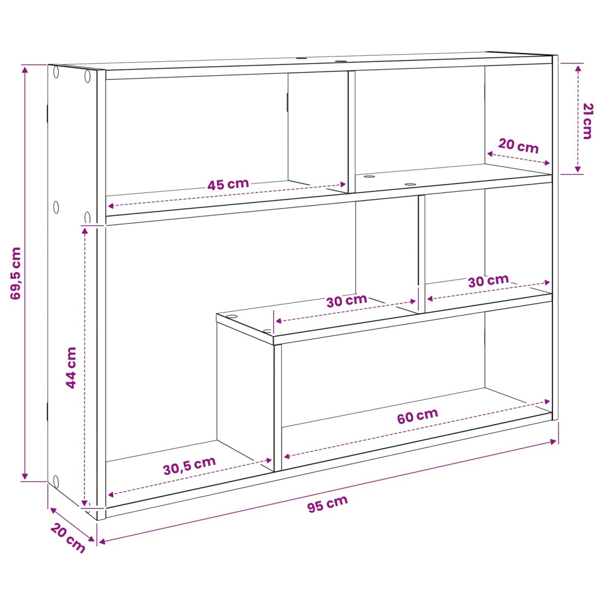 vidaXL Ράφι Τοίχου Επιτοίχιο Μαύρη Δρυς 95 x 20 x 69,5 εκ.