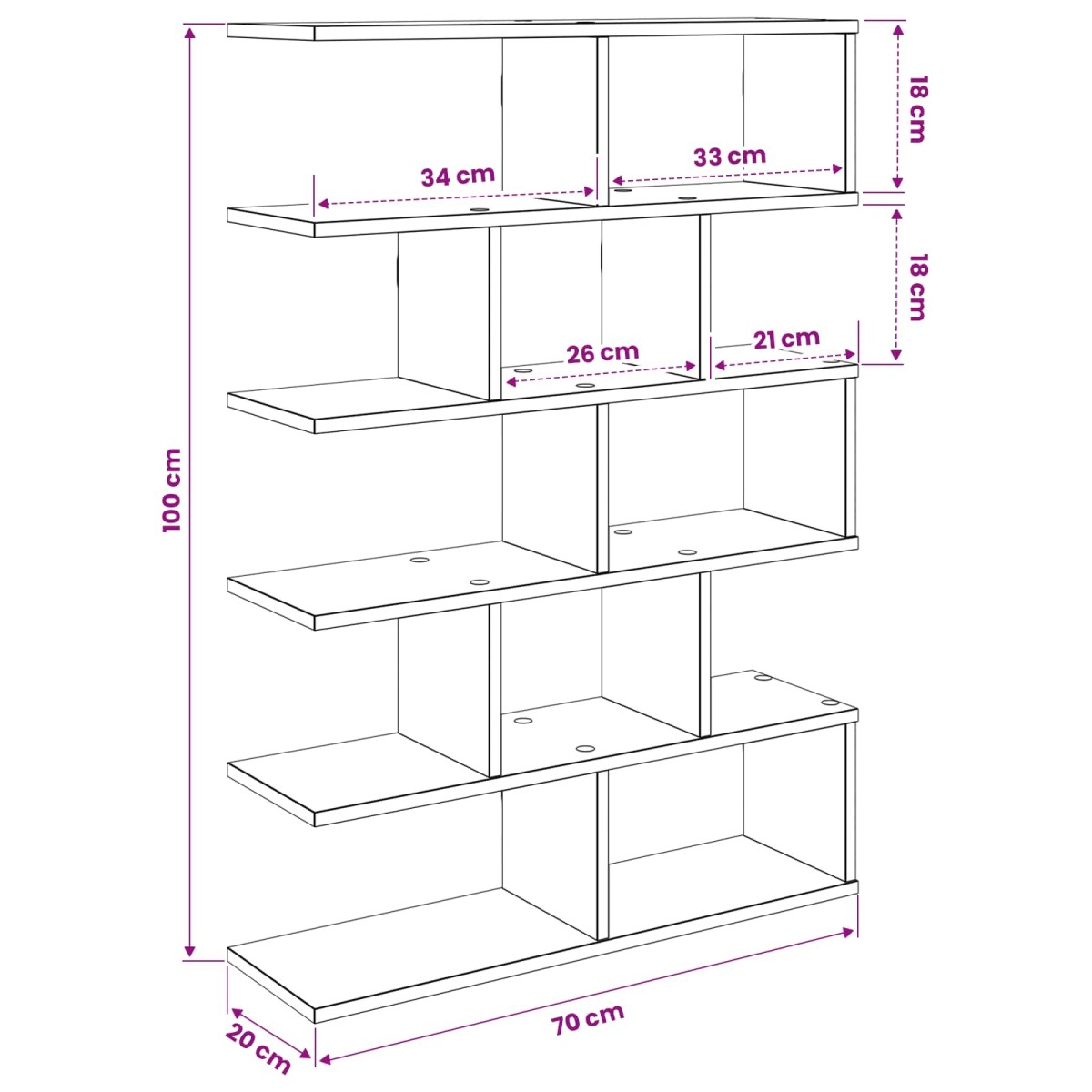 vidaXL Ράφι Τοίχου Γκρι Sonoma 70 x 20 x 100 εκ. Επεξεργασμένο Ξύλο