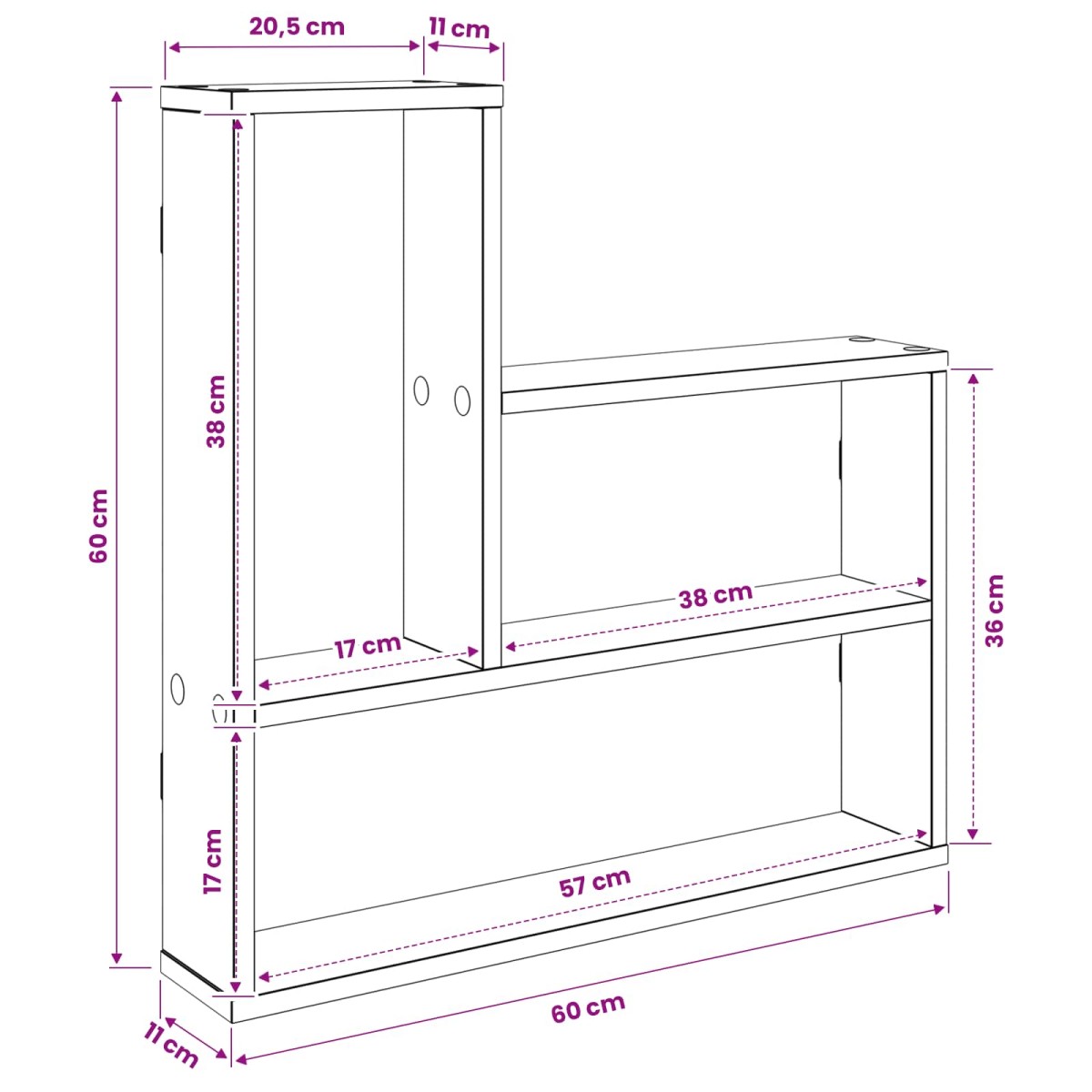 vidaXL Ράφι Τοίχου Λευκό 60 x 11 x 60 εκ. Επεξεργασμένο Ξύλο