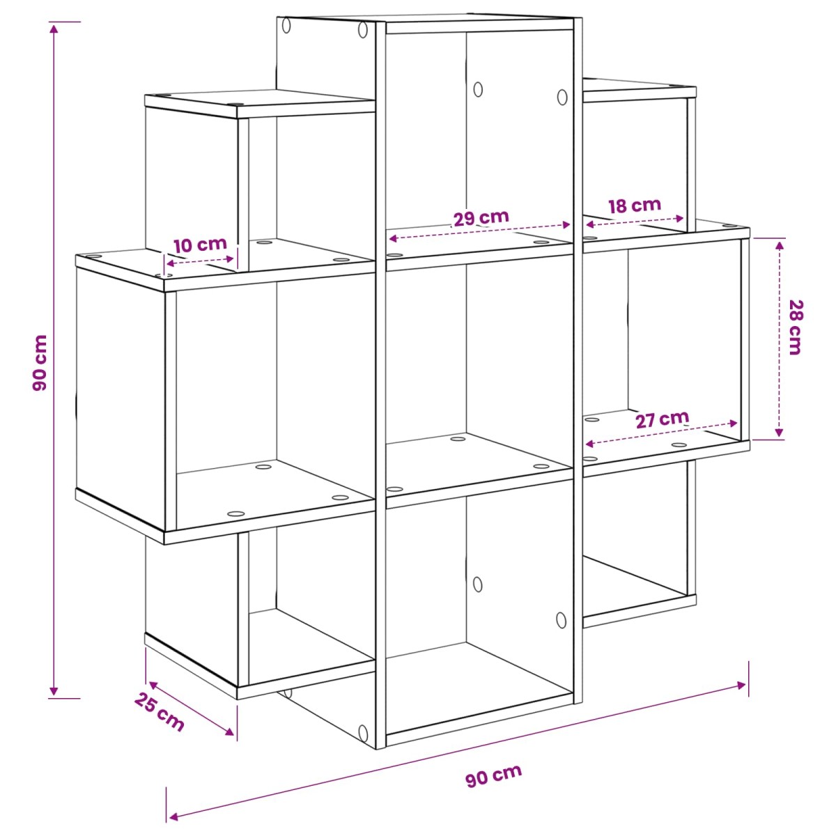 vidaXL Ράφι Τοίχου Καπνισμένο Ξύλο Δρυός 90 x 25 x 90 εκ.