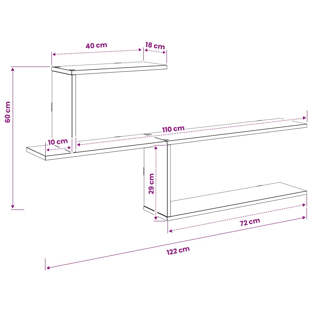 vidaXL Ράφι Τοίχου Καπνισμένο Ξύλο Δρυός 122 x 18 x 60 εκ.