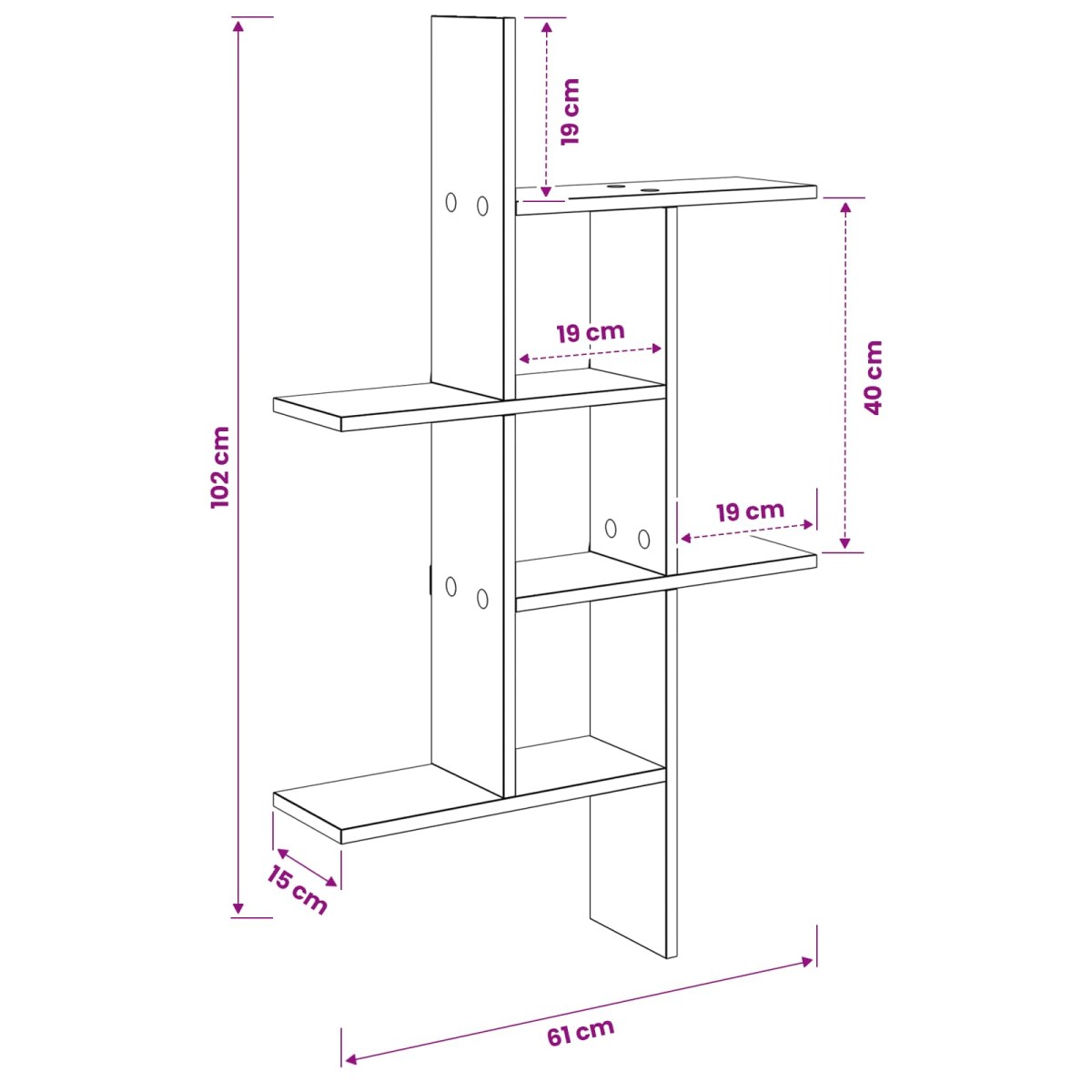 vidaXL Ράφι Τοίχου Γκρι Σκυροδέματος 61 x 15 x 102 εκ