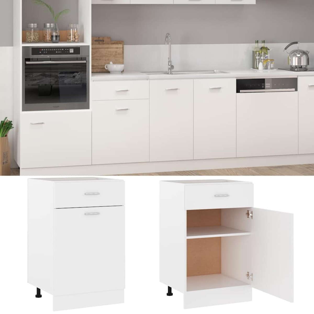 vidaXL Ντουλάπι με Συρτάρι Λευκό 50x46x81,5 εκ. Μοριοσανίδα