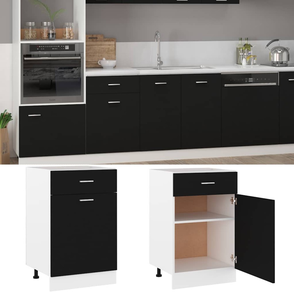 vidaXL Ντουλάπι με Συρτάρια "Lyon" Μαύρο 50x46x81,5 εκ. από Τεχνητό Ξύλο