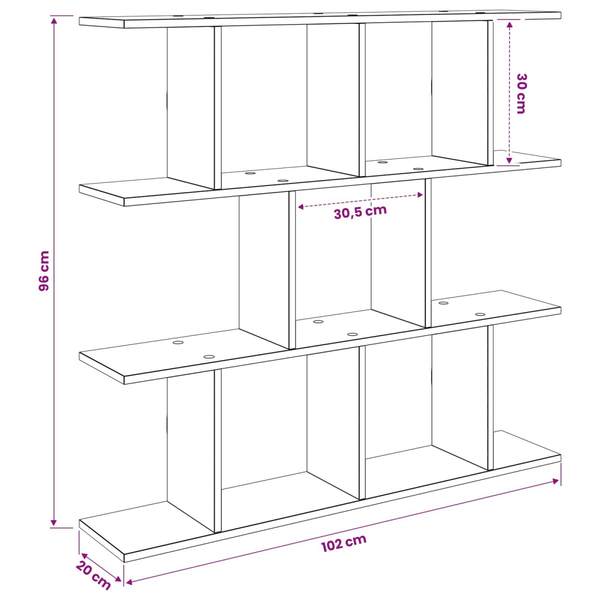 vidaXL Ράφι Τοίχου Γκρι Σκυροδέματος 102 x 20 x 96 εκ