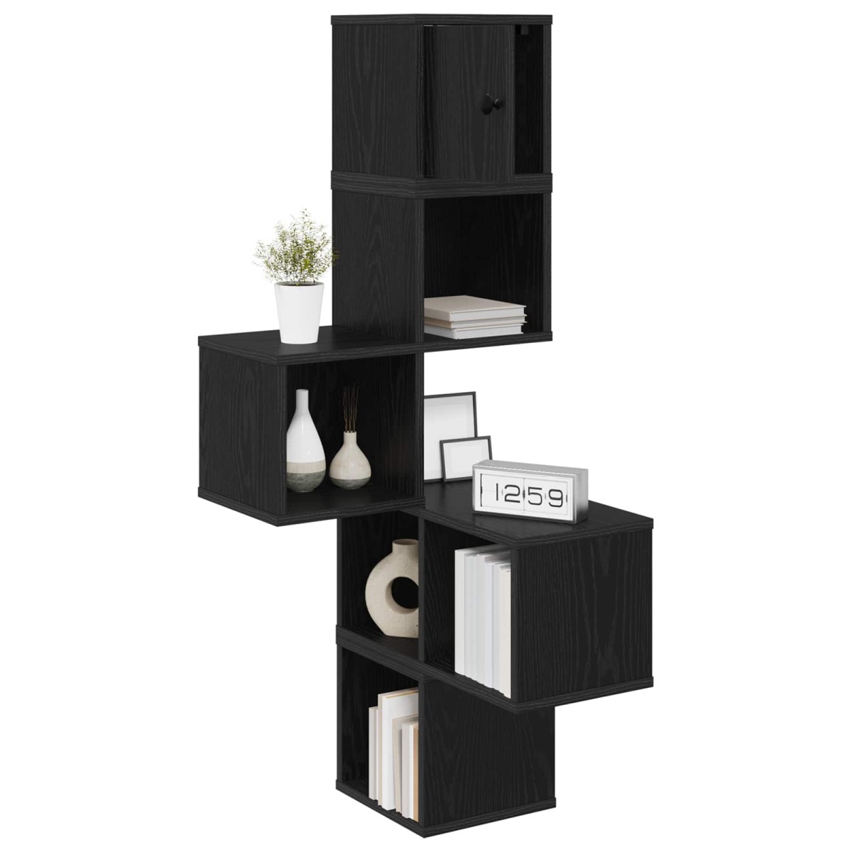 vidaXL Ράφι Γωνίας Τοίχου Μαύρη Δρυς 48 x 48 x 120 εκ.