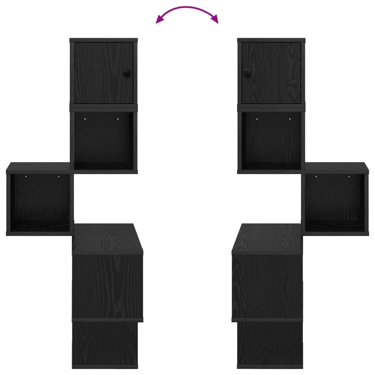 vidaXL Ράφι Γωνίας Τοίχου Μαύρη Δρυς 48 x 48 x 120 εκ.