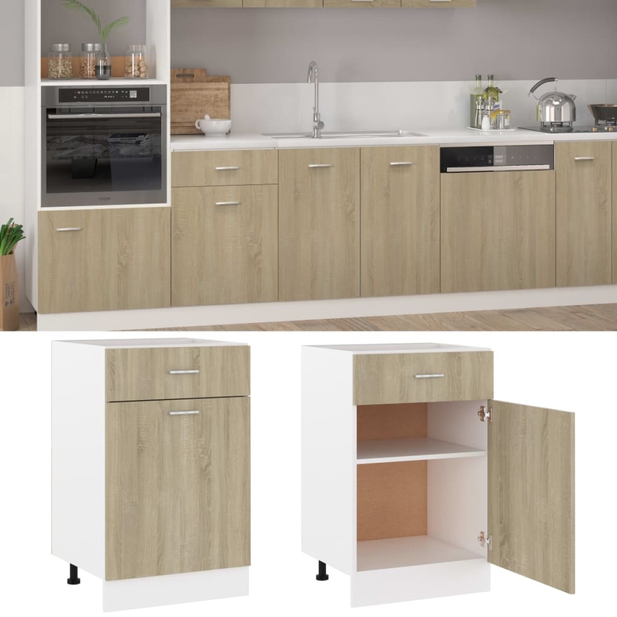 vidaXL Ντουλάπι με Συρτάρι Sonoma Δρυς 50x46x81,5 εκ. Μοριοσανίδα