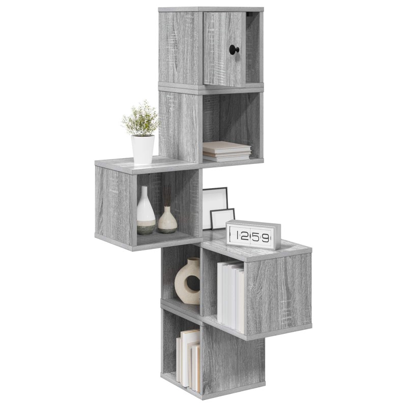 vidaXL Ράφι Γωνίας Τοίχου Γκρι Sonoma 48 x 48 x 120 εκ.