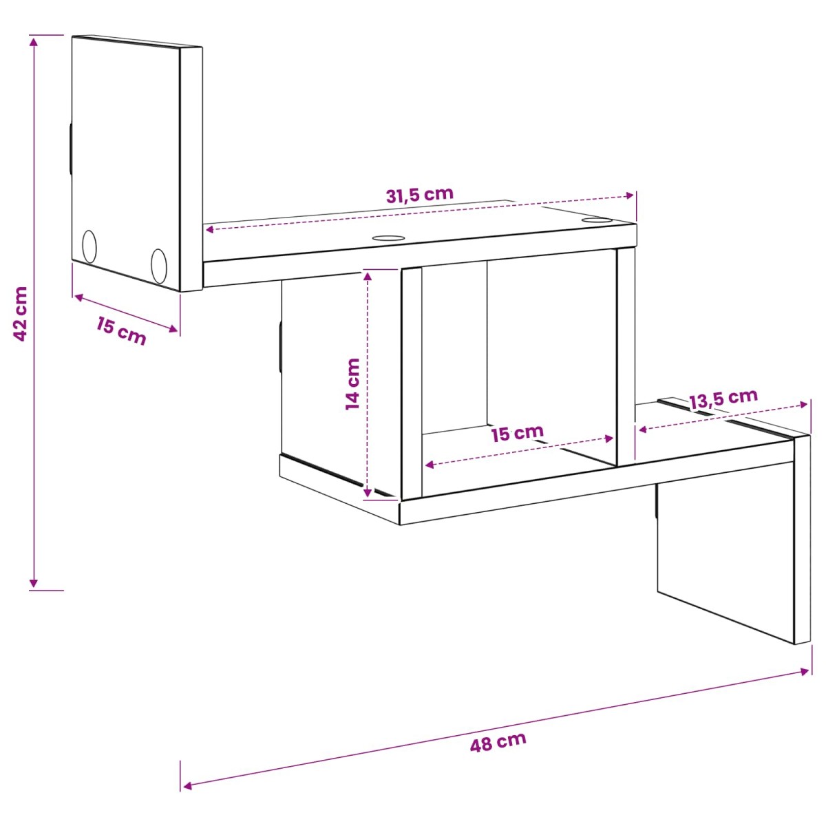 vidaXL Ράφι Τοίχου Λευκό 48 x 15 x 42 εκ Επεξεργασμένο Ξύλο