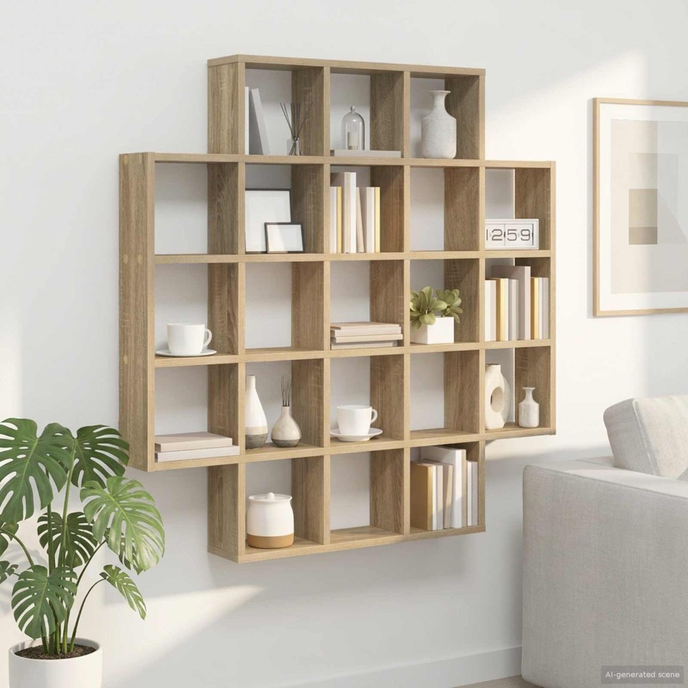 vidaXL Ράφι Τοίχου Sonoma Δρυς 100 x 13 x 100 εκ Επεξεργασμένο Ξύλο