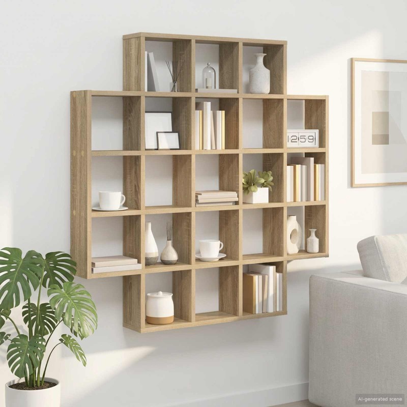 vidaXL Ράφι Τοίχου Sonoma Δρυς 100 x 13 x 100 εκ Επεξεργασμένο Ξύλο