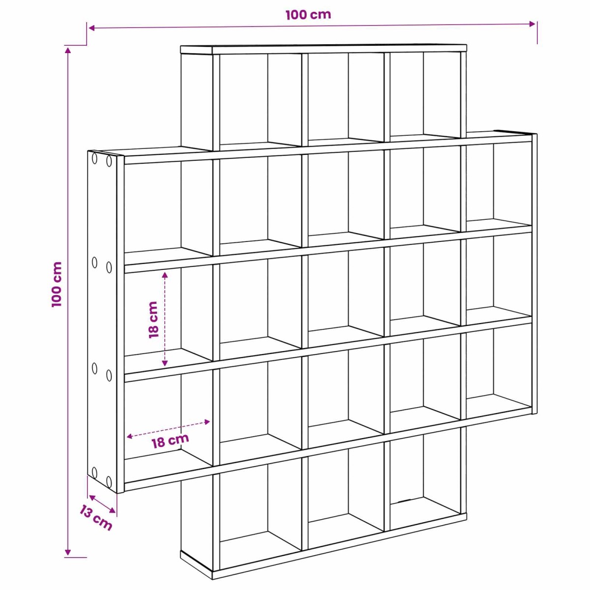 vidaXL Ράφι Τοίχου Γκρι Sonoma 100 x 13 x 100 εκ Επεξεργασμένο Ξύλο