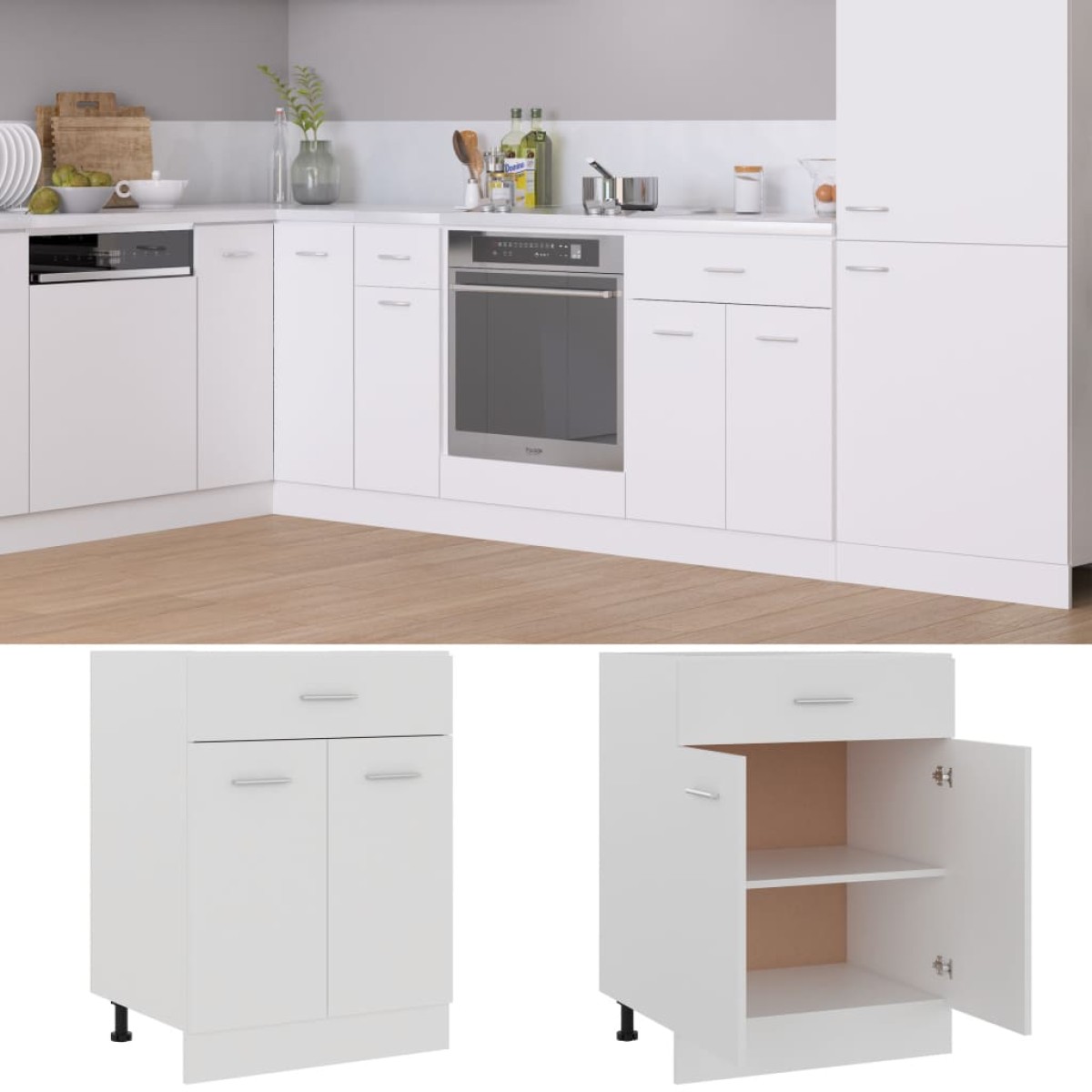 vidaXL Ντουλάπι με Συρτάρι Λευκό 60x46x81,5 εκ. Μοριοσανίδα