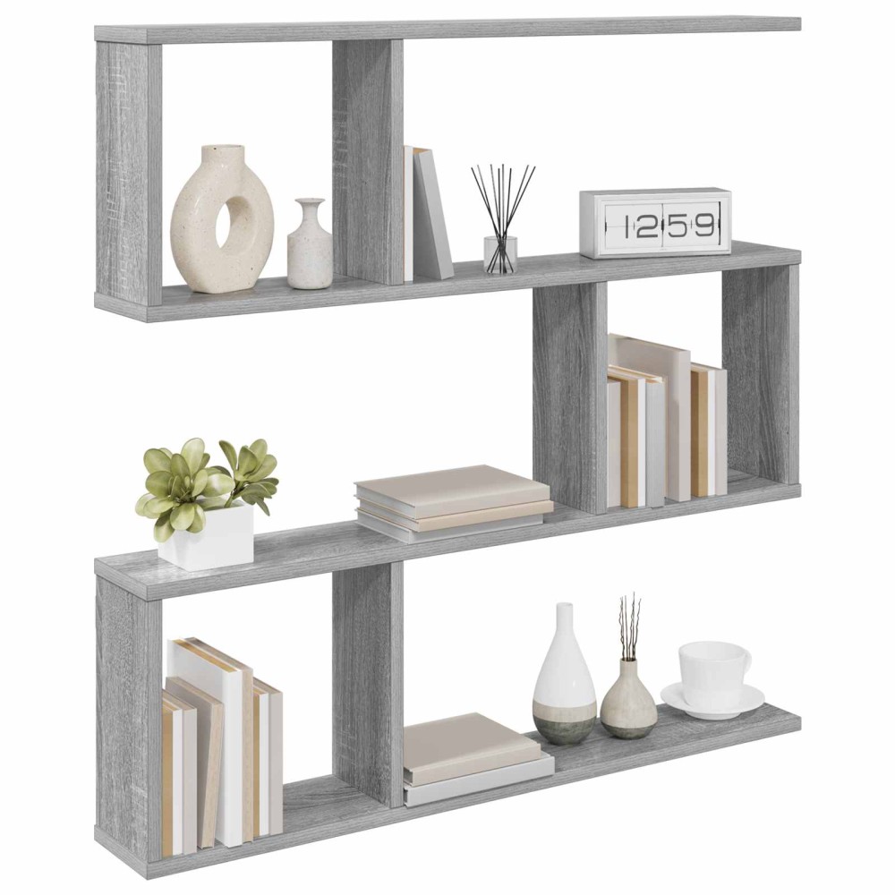 vidaXL Ράφι Τοίχου Γκρι Sonoma 80 x 12 x 79,5 εκ Επεξεργασμένο Ξύλο