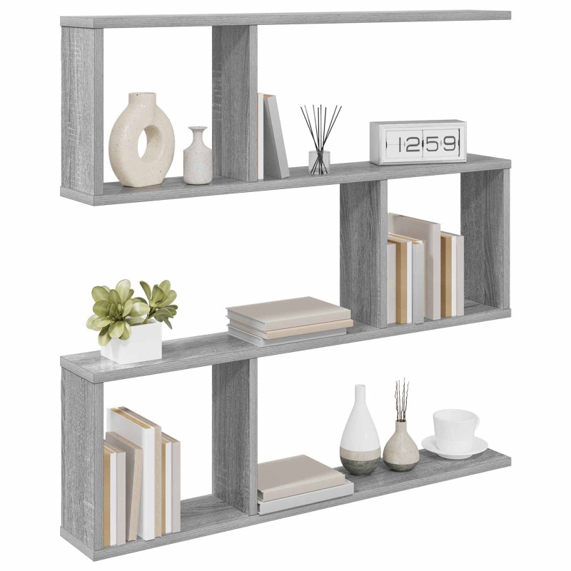 vidaXL Ράφι Τοίχου Γκρι Sonoma 80 x 12 x 79,5 εκ Επεξεργασμένο Ξύλο