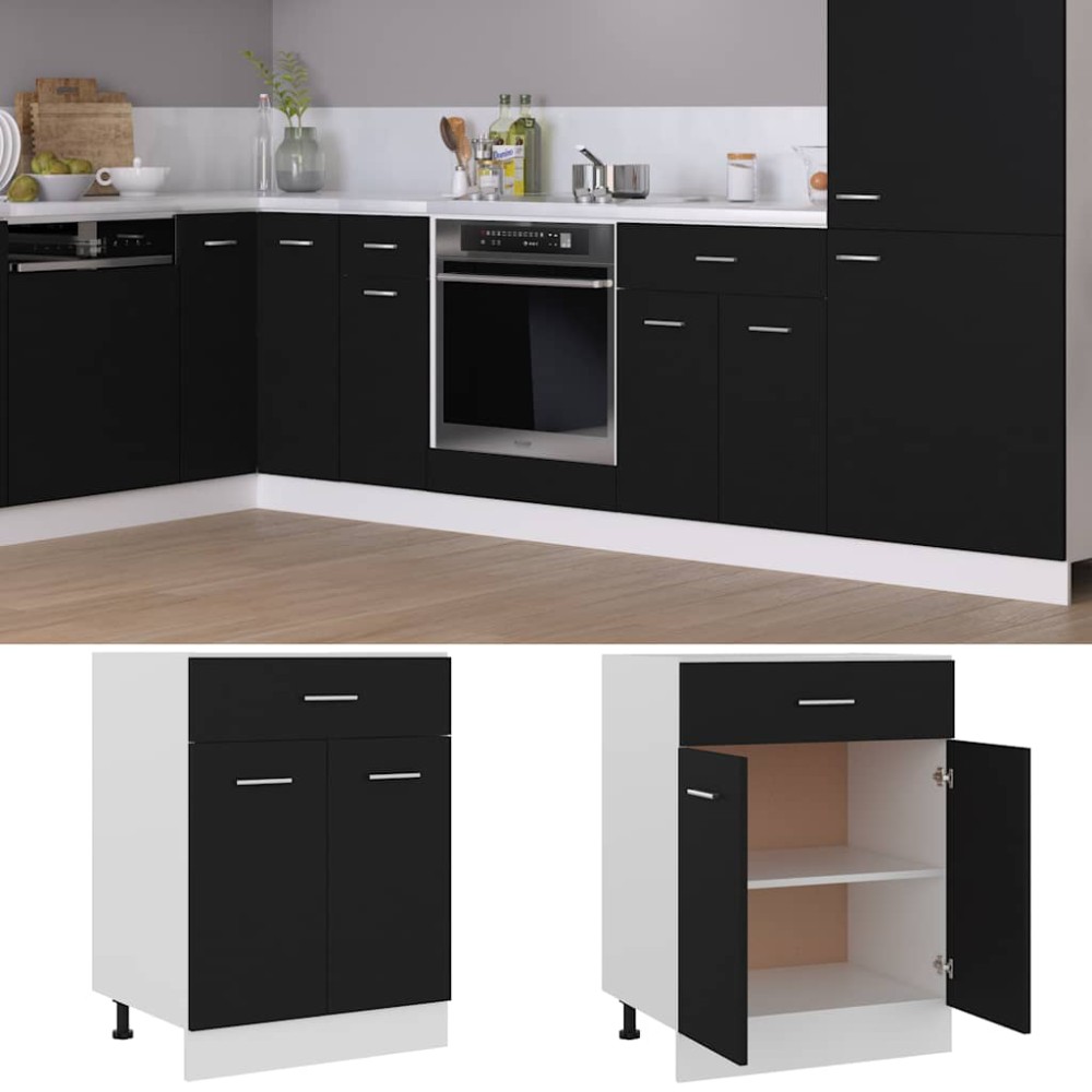 vidaXL Ντουλάπι με Συρτάρια "Lyon" Μαύρο 60x46x81,5 εκ. από Τεχνητό Ξύλο