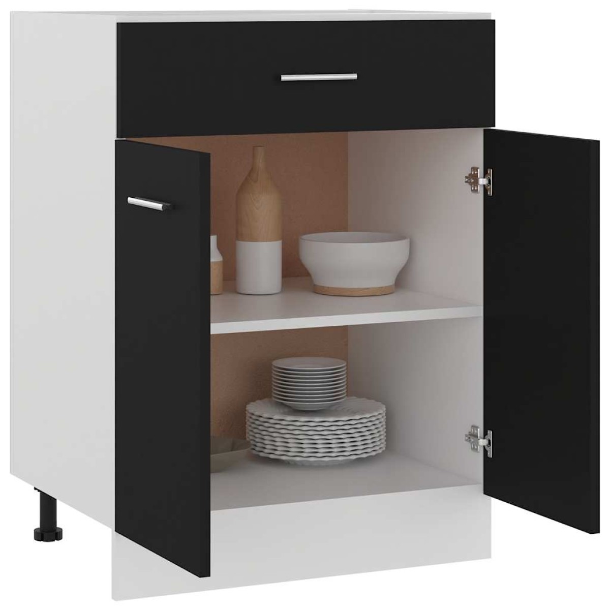 vidaXL Ντουλάπι με Συρτάρι Μαύρο 60x46x81,5 εκ. Μοριοσανίδα