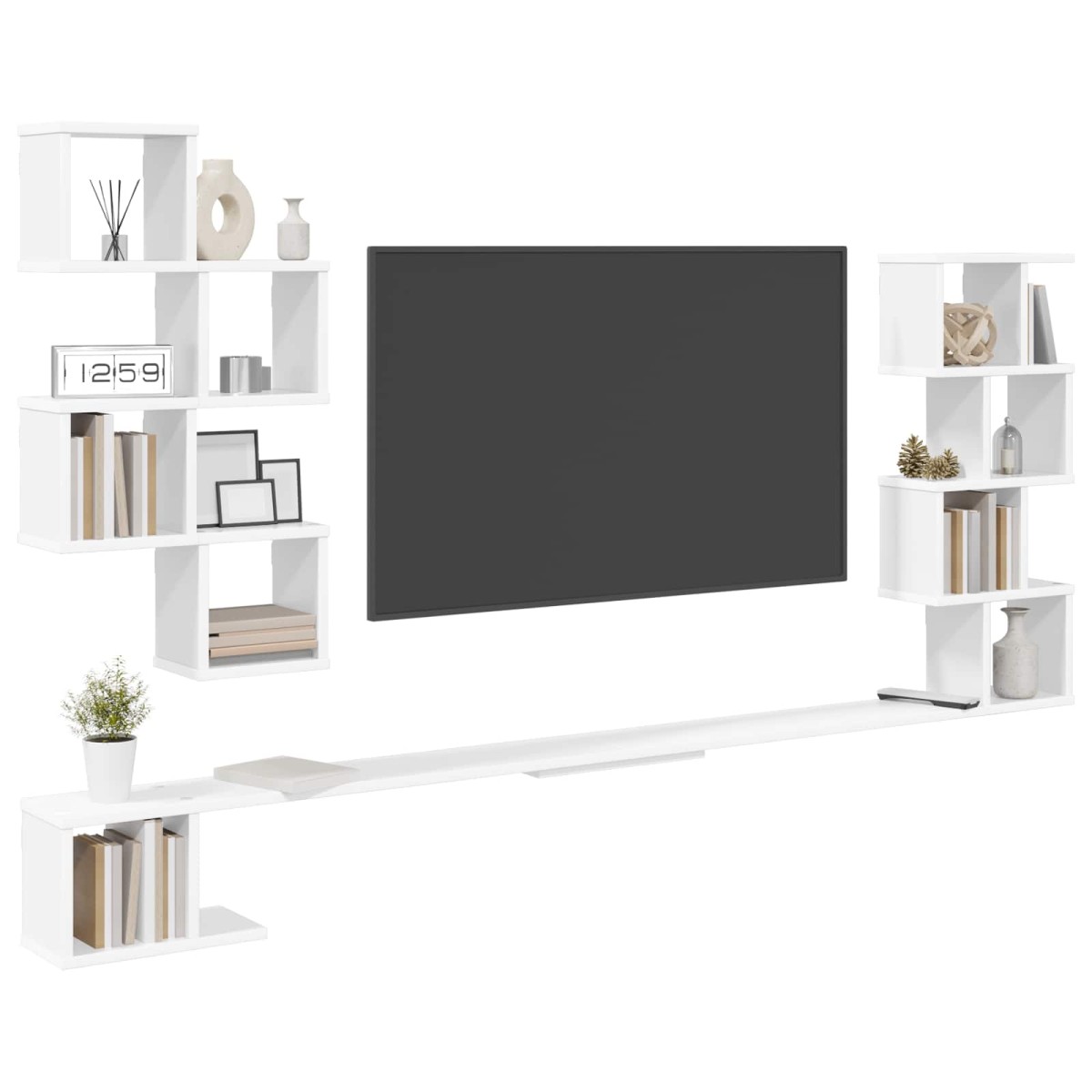 vidaXL Ράφι Τηλεόρασης Τοίχου Λευκό 180 x 15 x 94 εκ