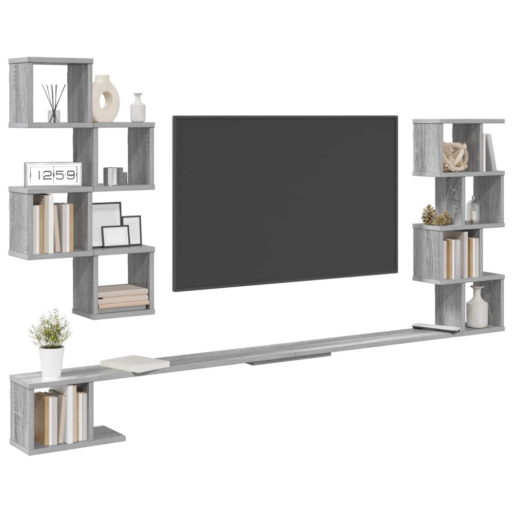 vidaXL Ράφι Τηλεόρασης Τοίχου Γκρι Sonoma 160 x 15 x 94 εκ