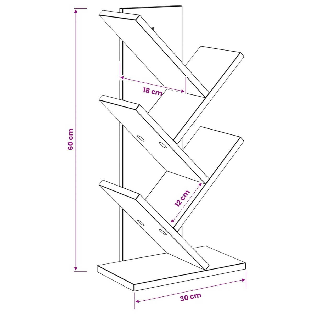 vidaXL Ράφι Δέντρου 4-Επιπέδων 30 x 18 x 60 εκ Επεξεργασμένο Ξύλο