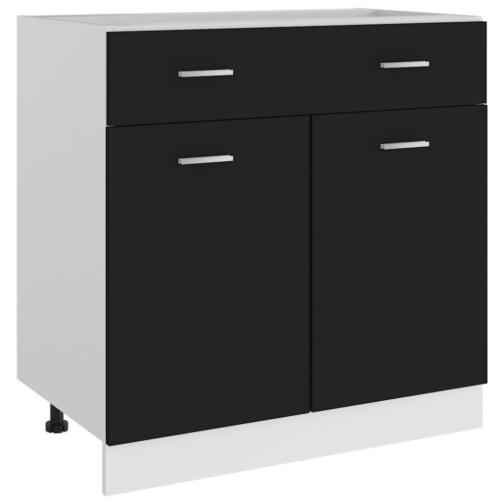 vidaXL Ντουλάπι με Συρτάρια "Lyon" Μαύρο 80x46x81,5 εκ. από Τεχνητό Ξύλο