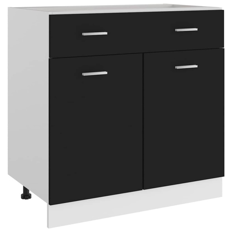 vidaXL Ντουλάπι με Συρτάρια "Lyon" Μαύρο 80x46x81,5 εκ. από Τεχνητό Ξύλο
