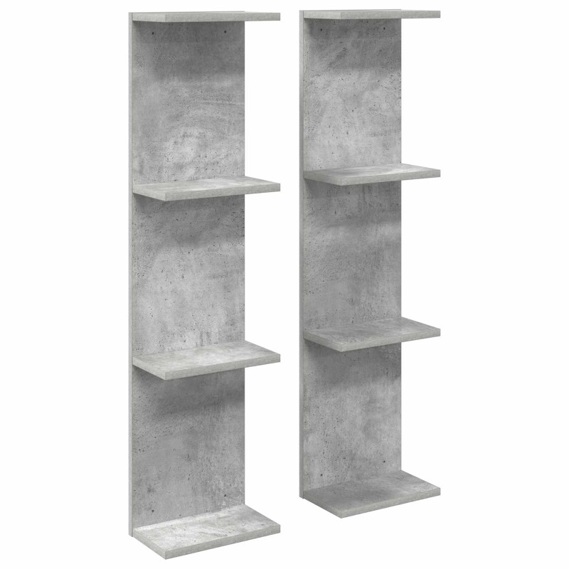 vidaXL Ράφι Τοίχου 2 τμχ. Γκρι Σκυροδέματος 25 x 15 x 100 εκ