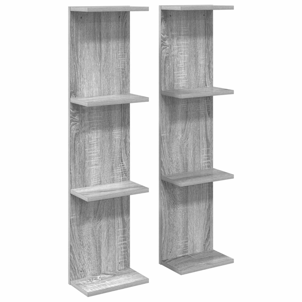 vidaXL Ράφι Τοίχου 2 τμχ. Γκρι Sonoma 25 x 15 x 100 εκ