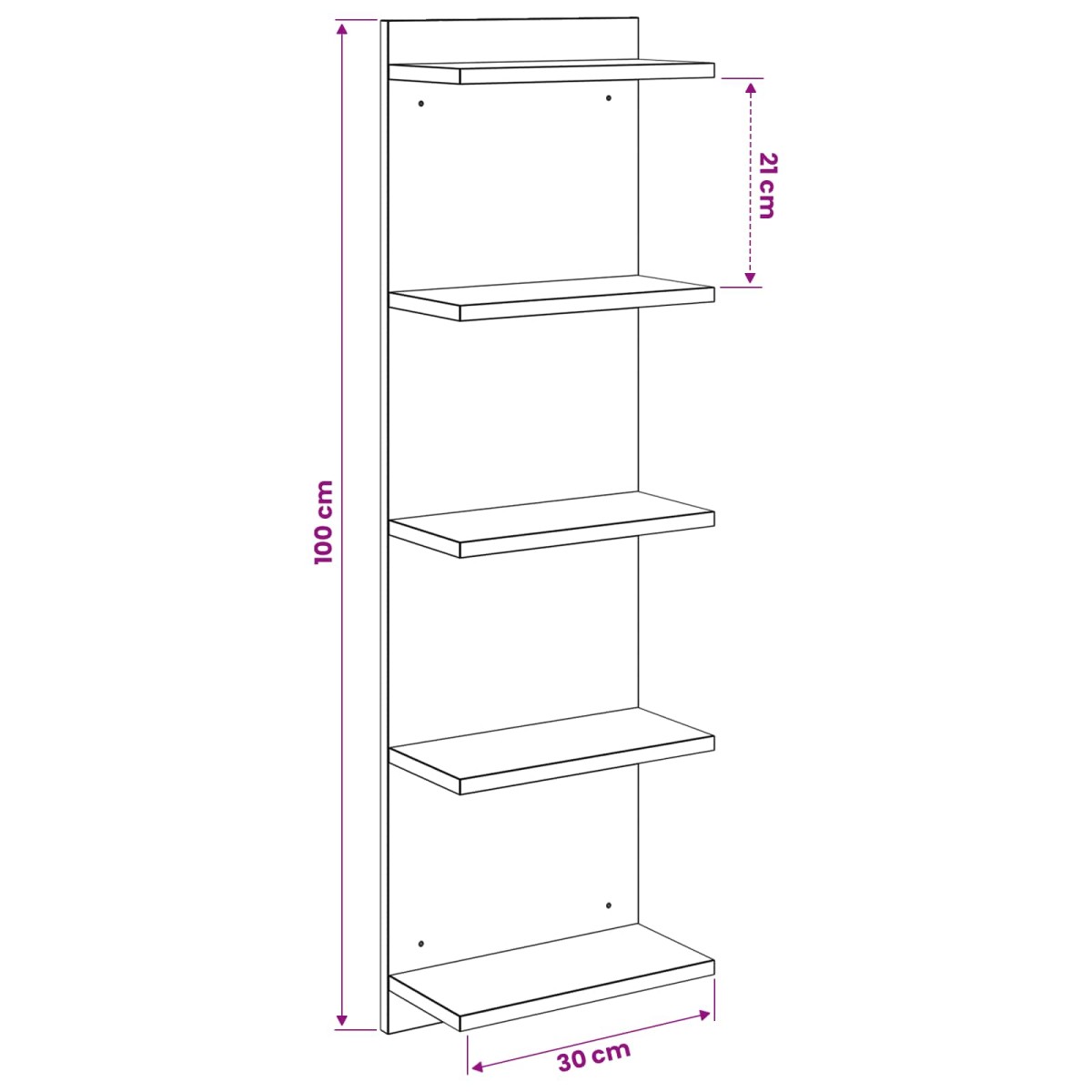 vidaXL Ράφι Τοίχου 2 τμχ. Μαύρη Δρυς 30 x 15 x 100 εκ