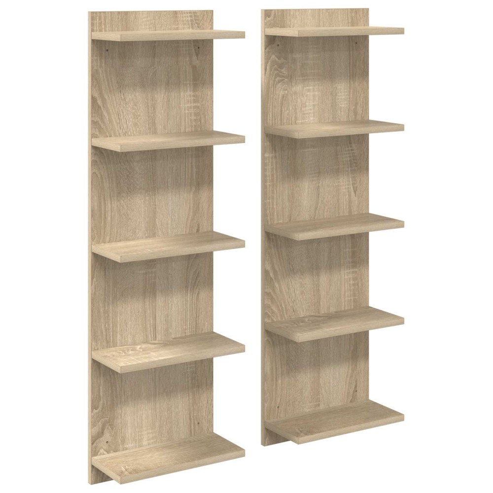 vidaXL Ράφι Τοίχου 2 τμχ. Sonoma Δρυς 30 x 15 x 100 εκ