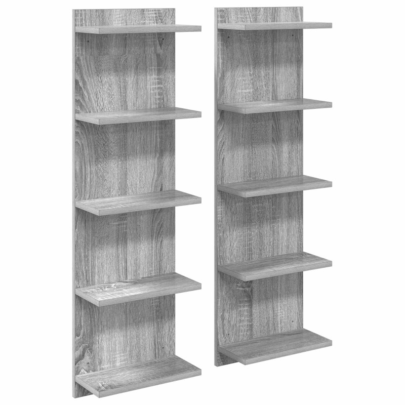 vidaXL Ράφι Τοίχου 2 τμχ. Γκρι Sonoma 30 x 15 x 100 εκ