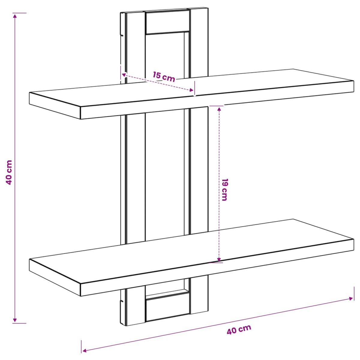 vidaXL Κρεμαστά ράφια Καπνισμένο Ξύλο Δρυός 40 x 15 x 40 εκ