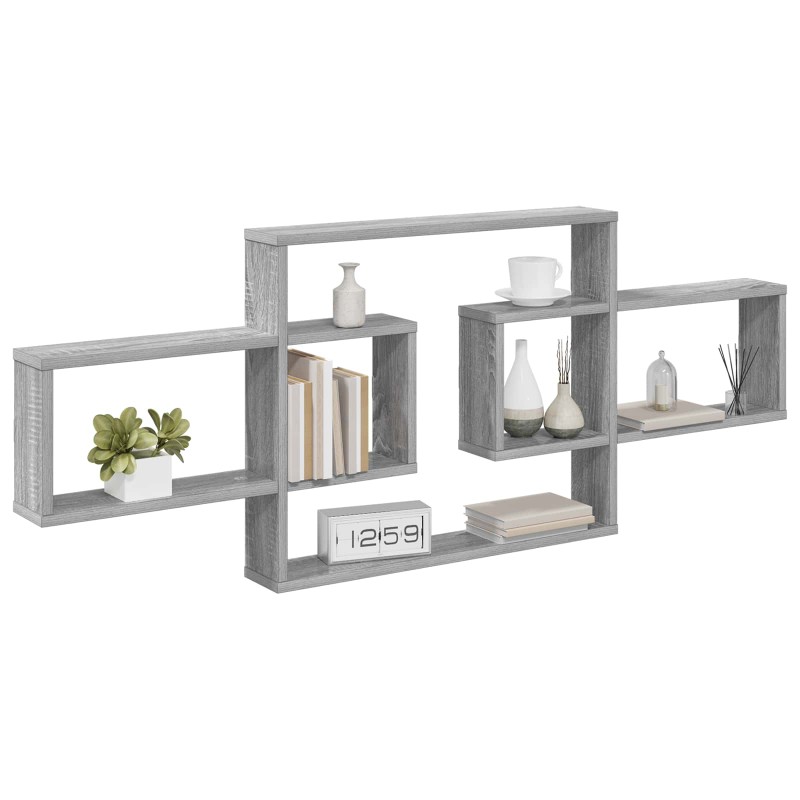 vidaXL Ράφι Τοίχου Γκρι Sonoma 130 x 10 x 50 εκ. Επεξεργασμένο Ξύλο