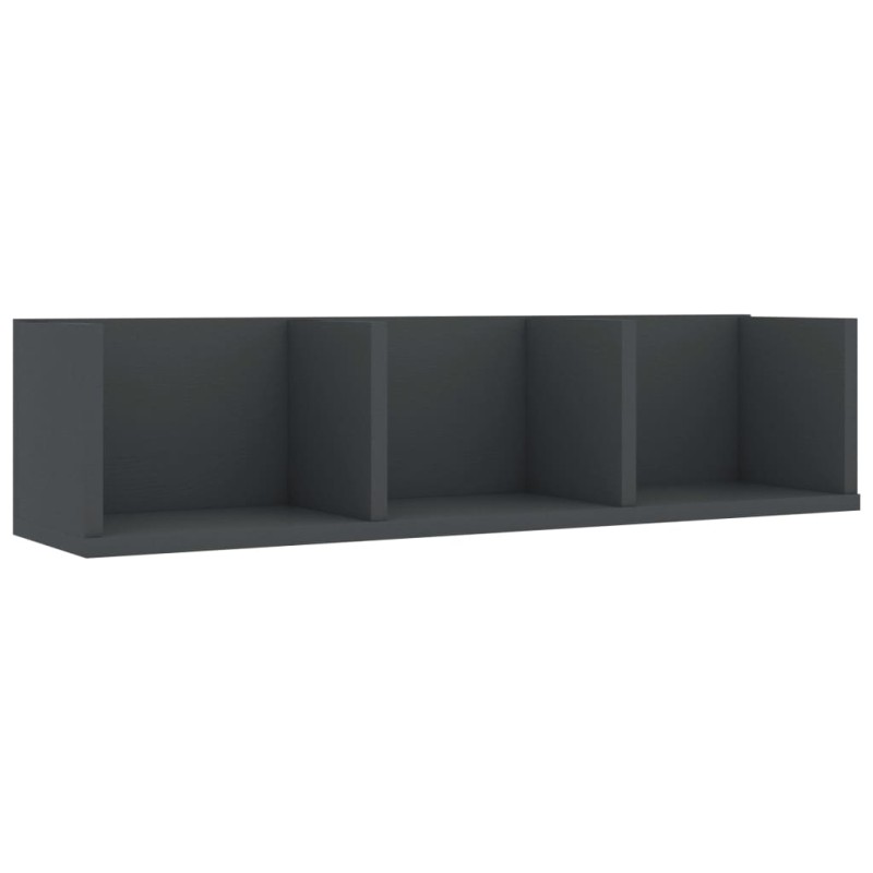 vidaXL Ράφι Τοίχου για CD Γκρι 75 x 18 x 18 εκ. από Επεξ. Ξύλο