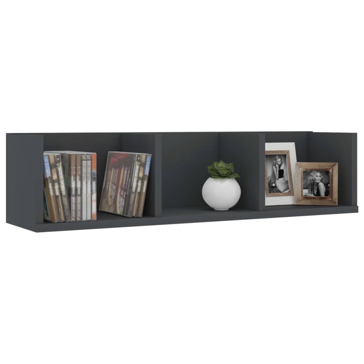 vidaXL Ράφι Τοίχου για CD Γκρι 75 x 18 x 18 εκ. Μοριοσανίδα