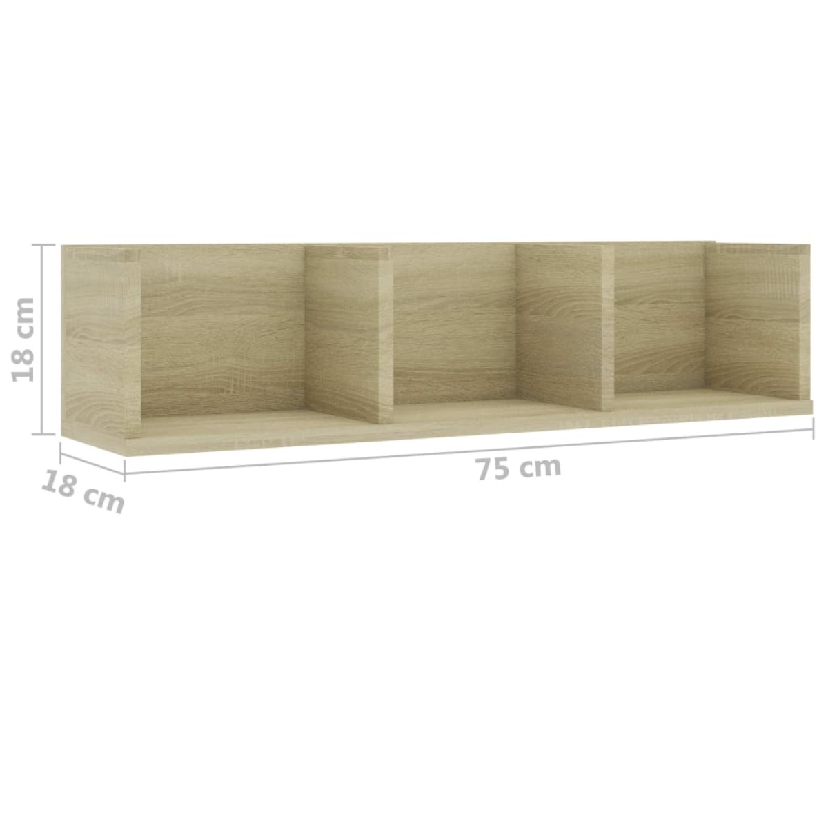 vidaXL Ράφι Τοίχου για CD Sonoma Δρυς 75 x 18 x 18 εκ. Μοριοσανίδα