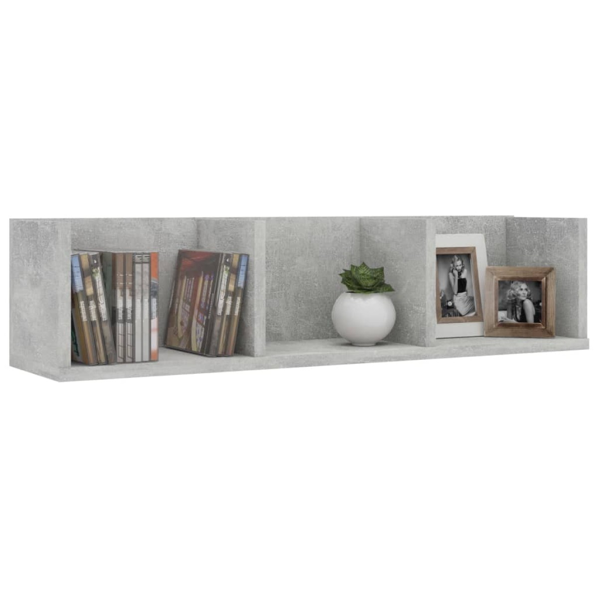 vidaXL Ράφι Τοίχου για CD Γκρι Σκυροδέματος 75x18x18 εκ. Μοριοσανίδα