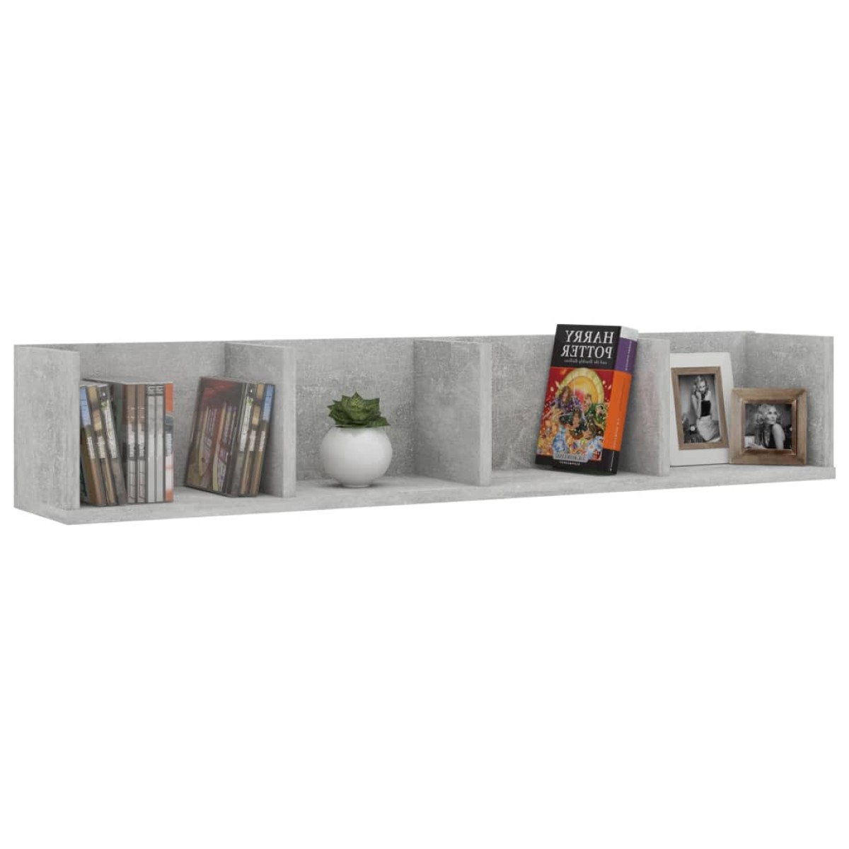 vidaXL Ράφι Τοίχου για CD Γκρι Σκυροδέματος 100x18x18 εκ. Μοριοσανίδα