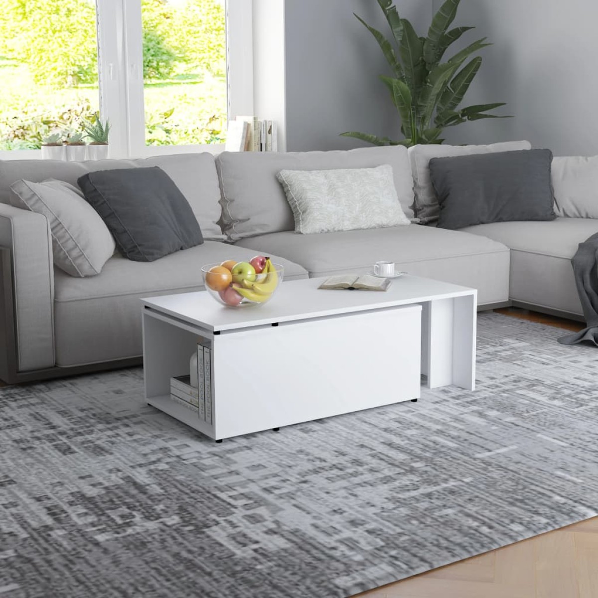 vidaXL Τραπεζάκι Σαλονιού Λευκό 150 x 50 x 35 εκ. από Μοριοσανίδα