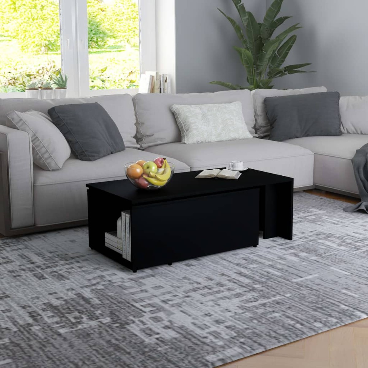 vidaXL Τραπεζάκι Σαλονιού Μαύρο 150 x 50 x 35 εκ. από Μοριοσανίδα