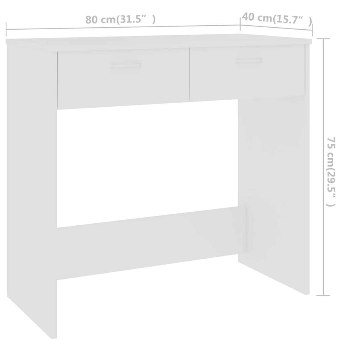 vidaXL Γραφείο Λευκό 80 x 40 x 75 εκ. από Μοριοσανίδα